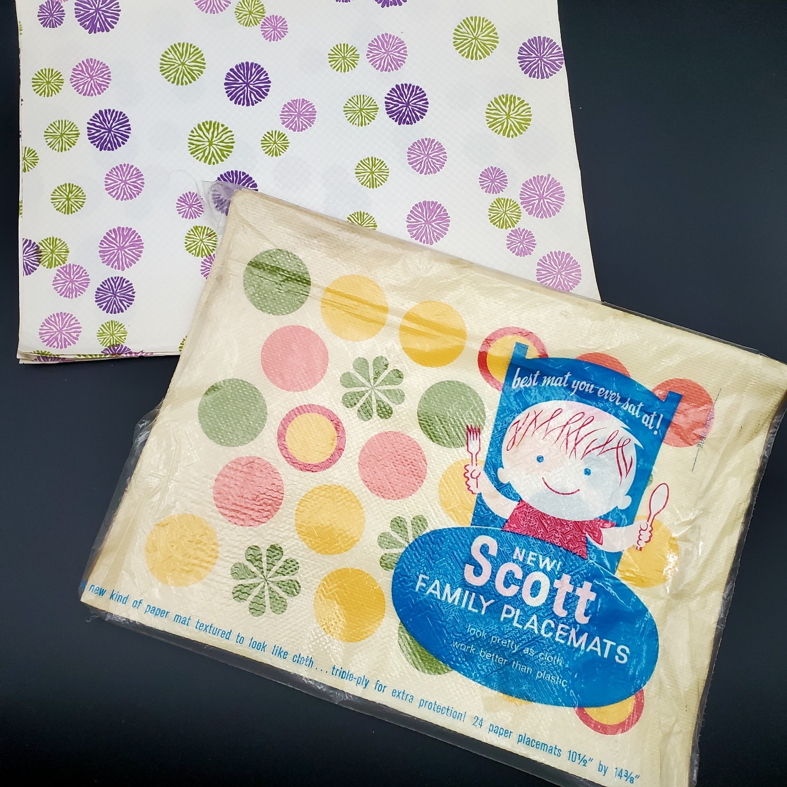 Vtg 1960 MOD Paper Placements 5ct & Pom Pom Print 6ct 4 Crafting Decoupage READ