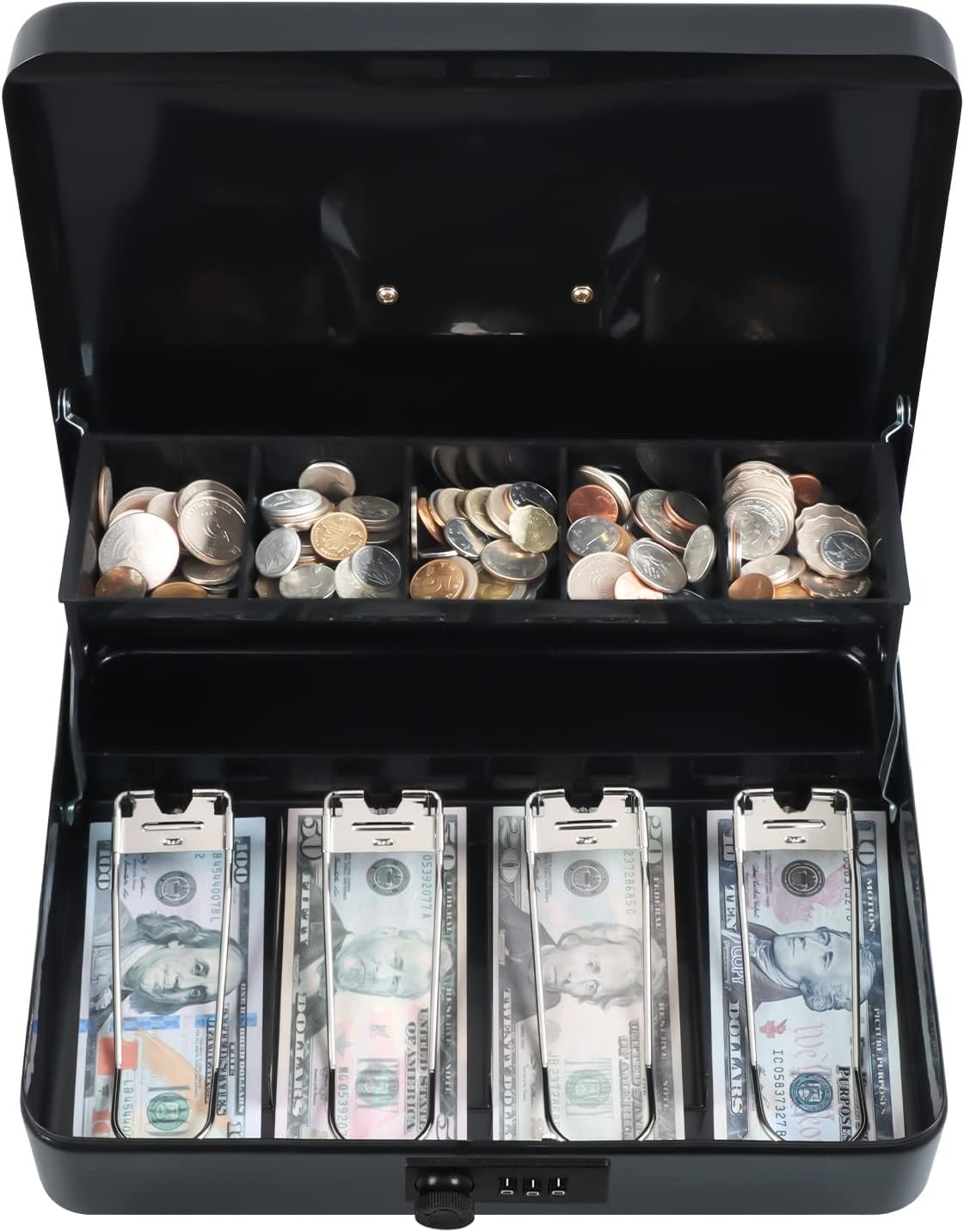 Large Steel Cash Box Safe Chest Key Lock Money Document Cash Jewelry NEW