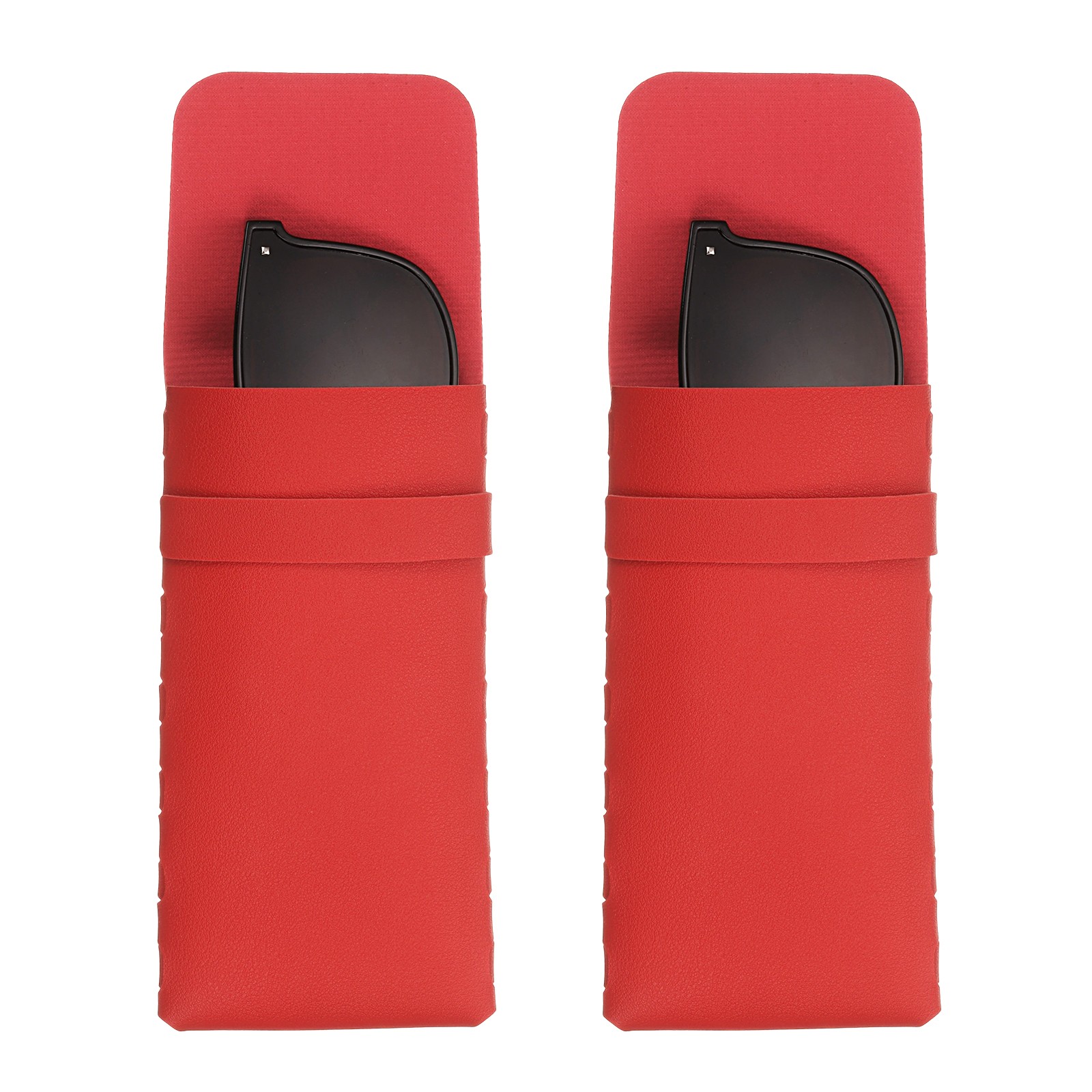 2Pcs Soft Glasses Case Leather Eyeglass Case with Flap Closure Red