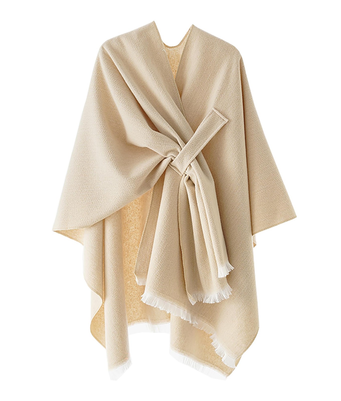 Women's Fall Winter Blanket Shawl Wrap Poncho Cape Cardigan Shawls(Beige)