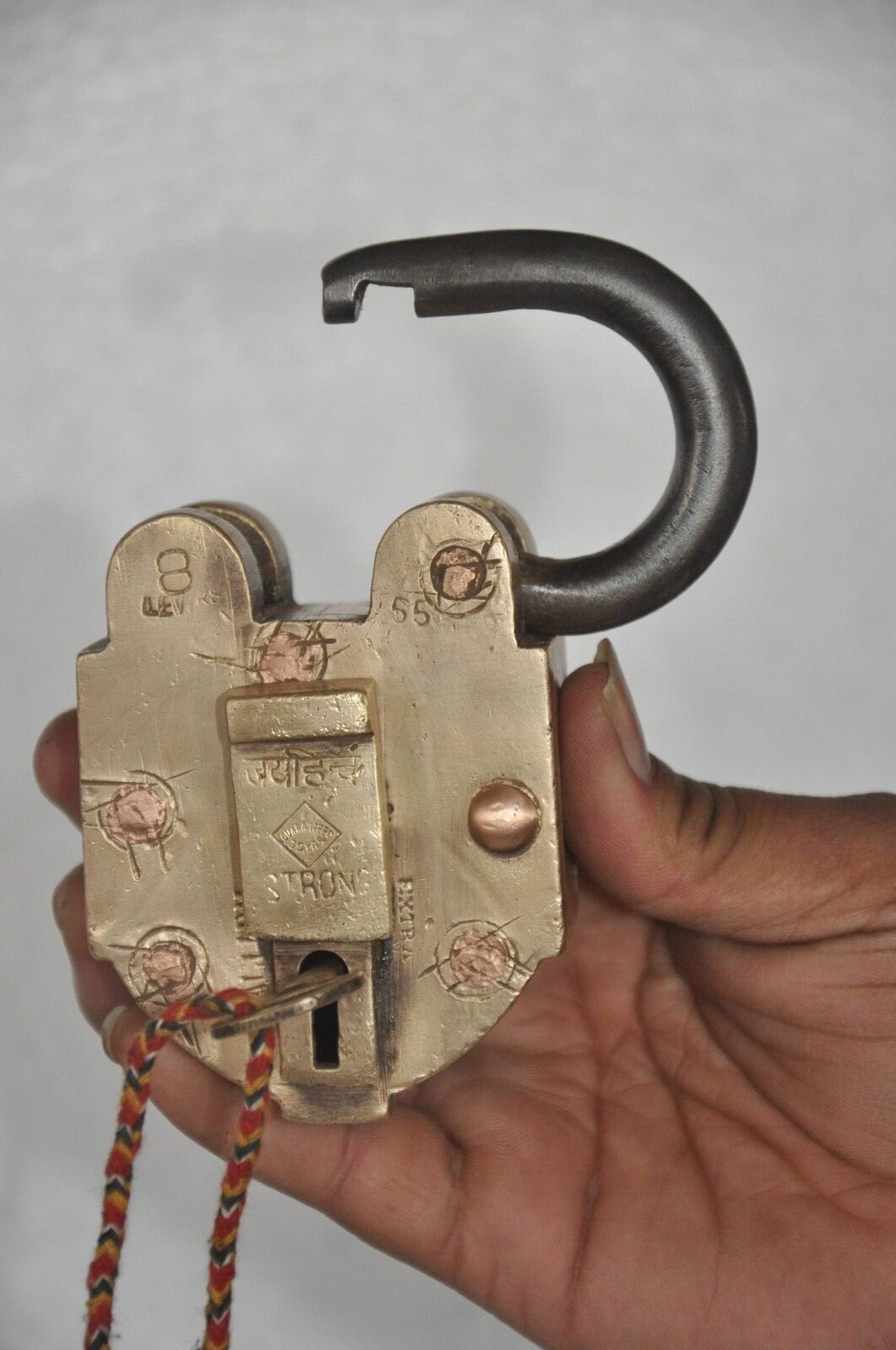 Vintage Brass & Copper Handcrafted Solid Heavy Push Button Tricky Padlock
