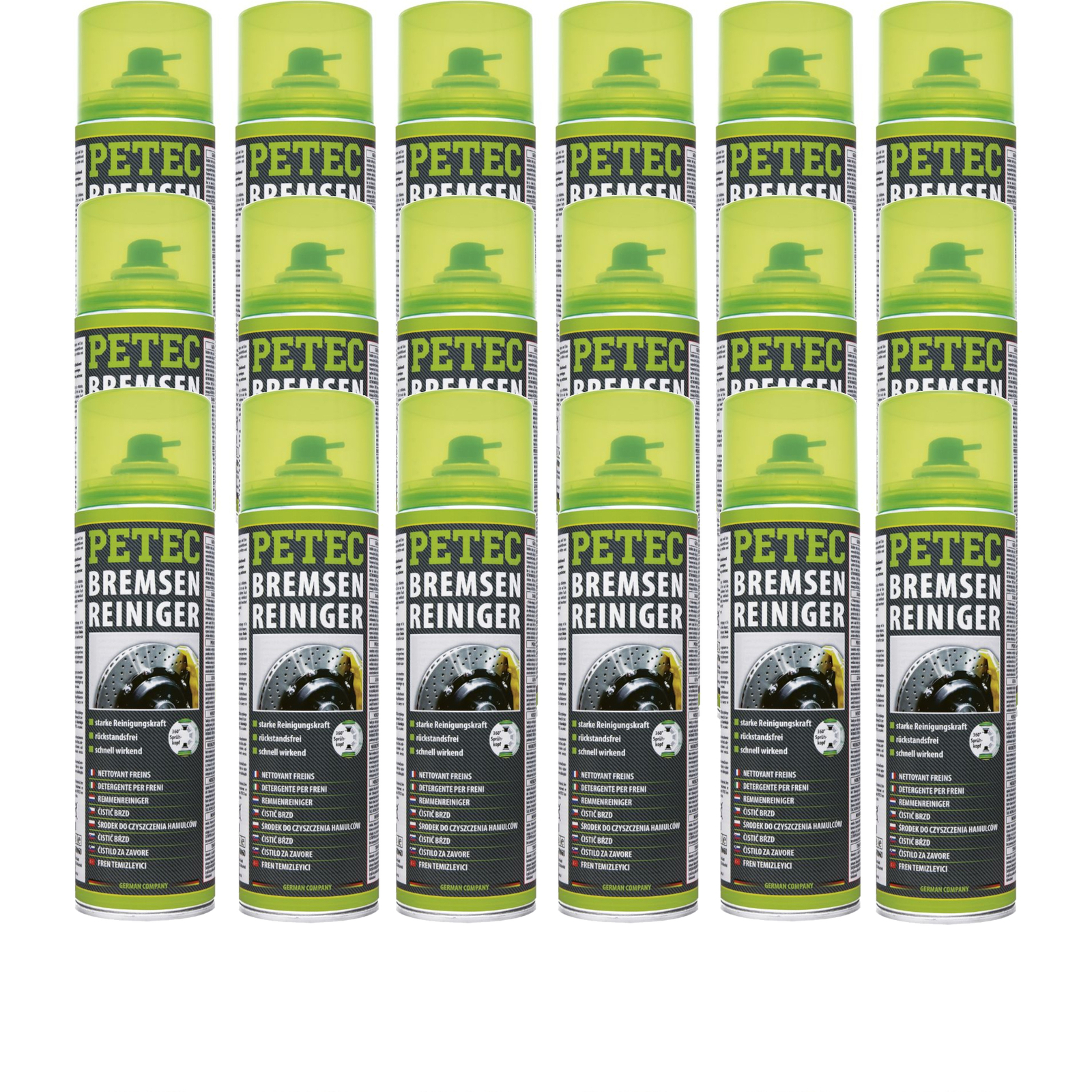 Petec 18x Bremsenreiniger Montagereiniger Entfetter 360° Ventil Spray 500ml