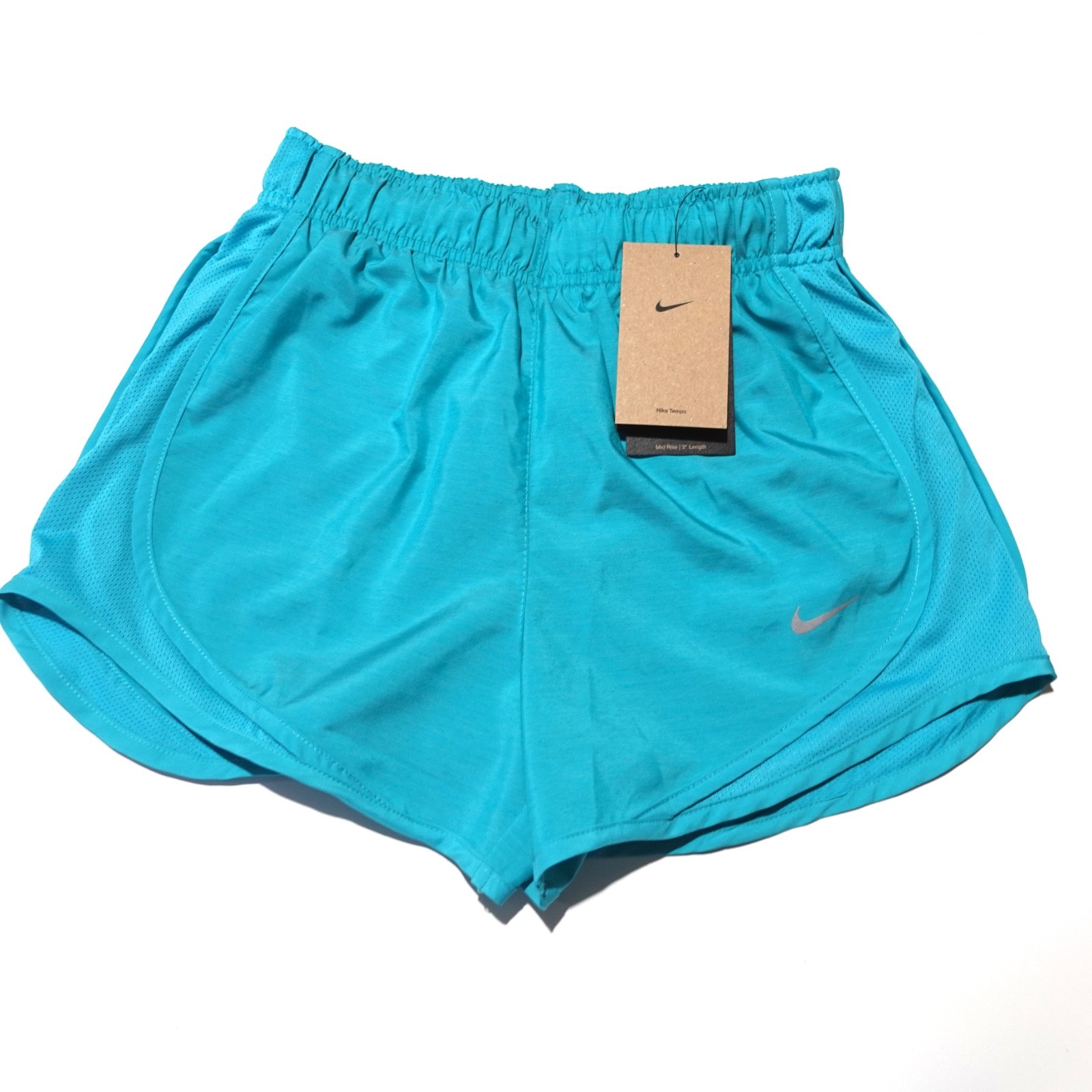 Nike Tempo Shorts Womens XS Blue Lined Dri-Fit Mid Rise Elastic Waist Swoosh