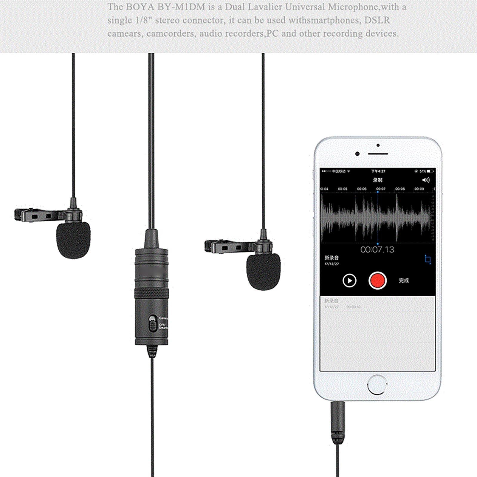 BY-M1DM Dual Omni-directional Lavalier Microphone For Android Smartphone E