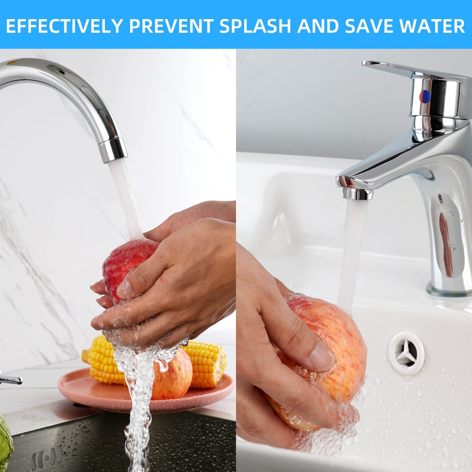 4 PCS Faucet Aerator, Kitchen Sink Aerator Faucet Filter with Solid Brass Shell