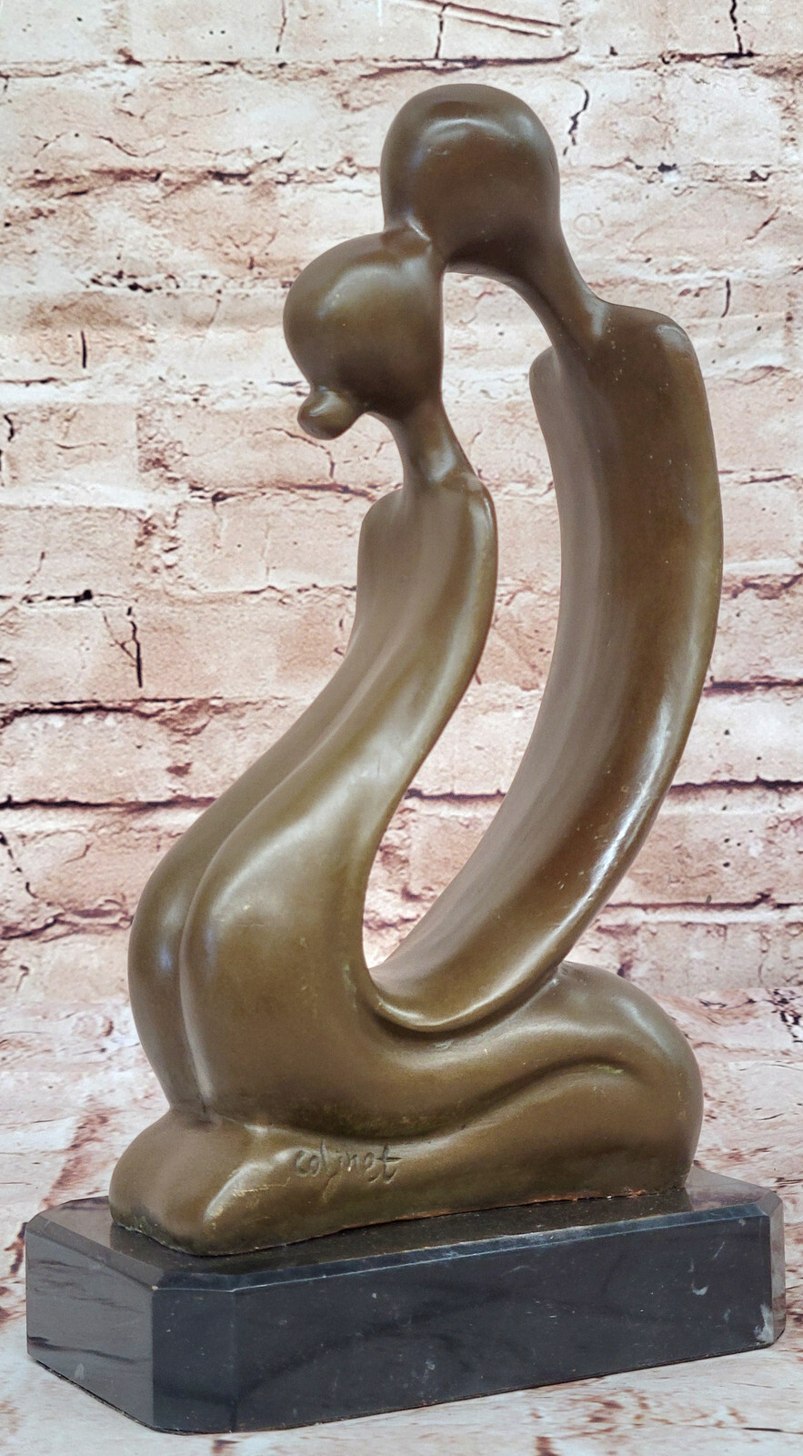 Handmade Modern Art Kissing Pair Bronze Sculpture Lost Wax Method Decor Sale NR