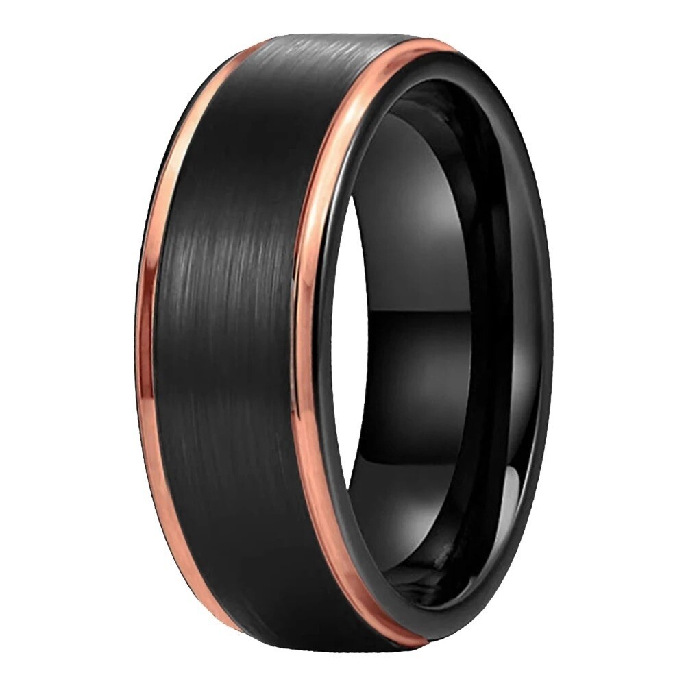 8mm Black Tungsten Carbide Ring Men Fashion Wedding Engagement Jewelry Gift