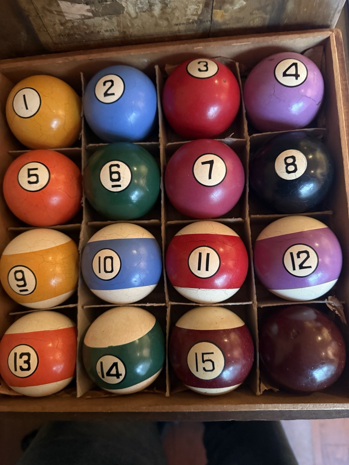 Antique Billiard Box And Balls