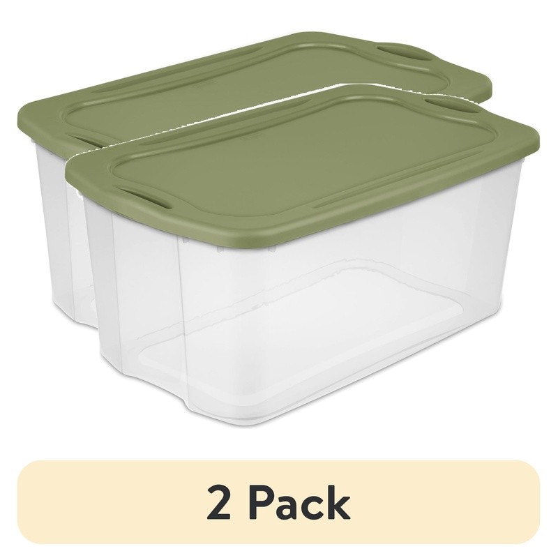Carry Clear Storage Bin Stackable Plastic Container W/ Grip Handles New