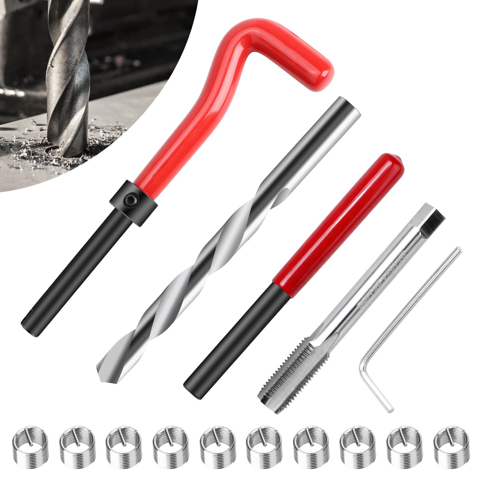 15 PCS M10 x 1.25 Wire Thread Repair Insert Kit Tool for Auto Engine Repairing