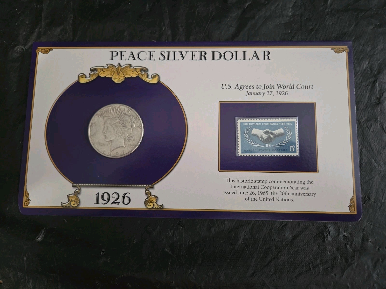 1926-S Peace Dollar Silver US Collection with Stamp