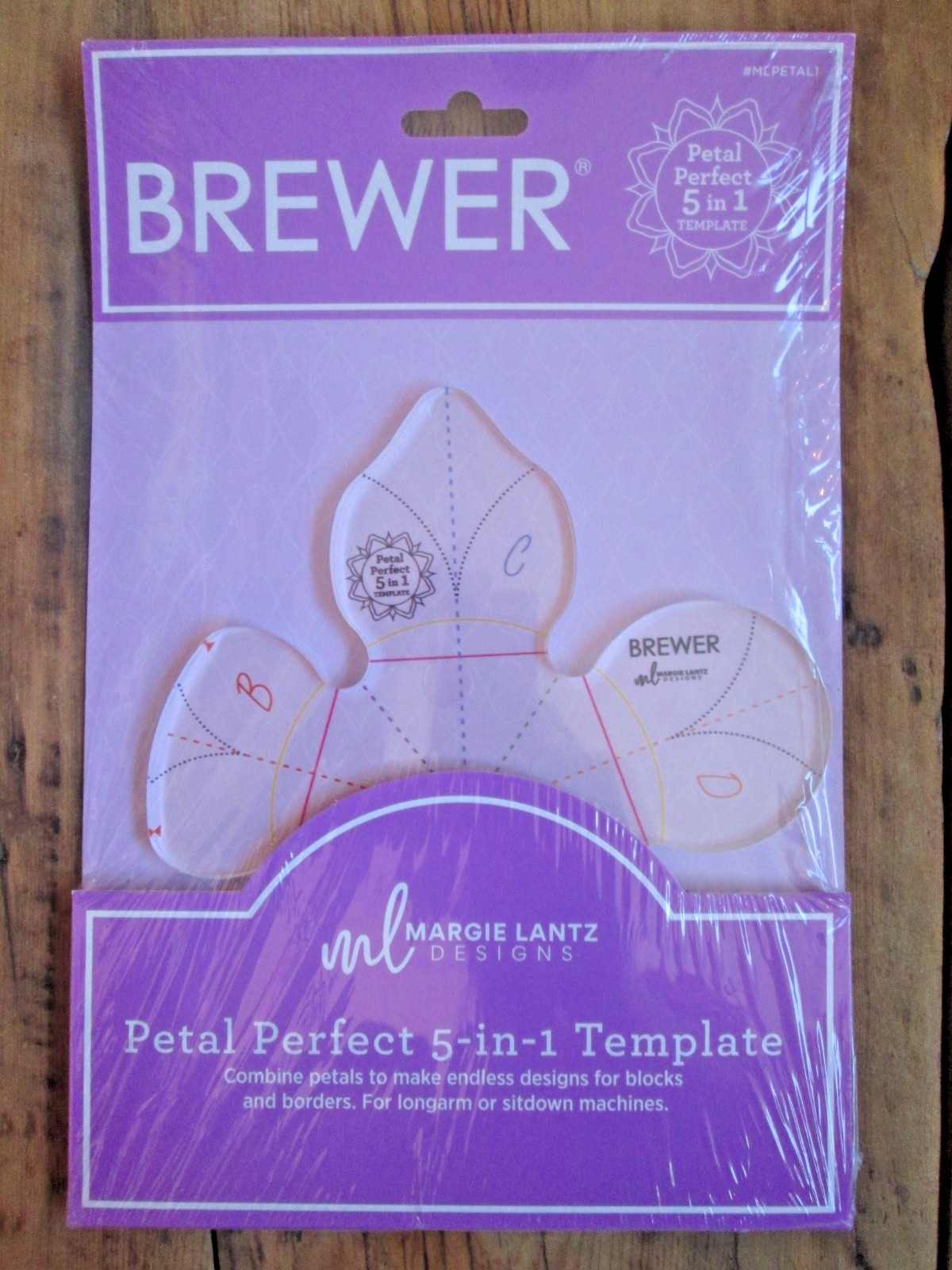 NEW BREWER Quilting Margie Lantz Petal Perfect 5-in-1 Template Set Clear Acrylic