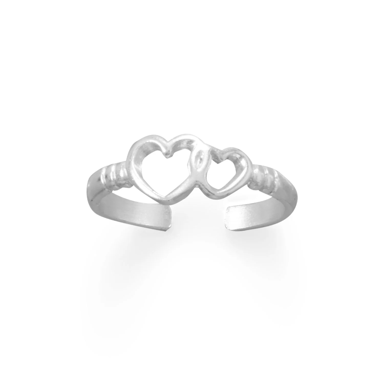 Women's 925 Sterling Silver Polished Linked Hearts Toe Ring - Anniversary, Promi