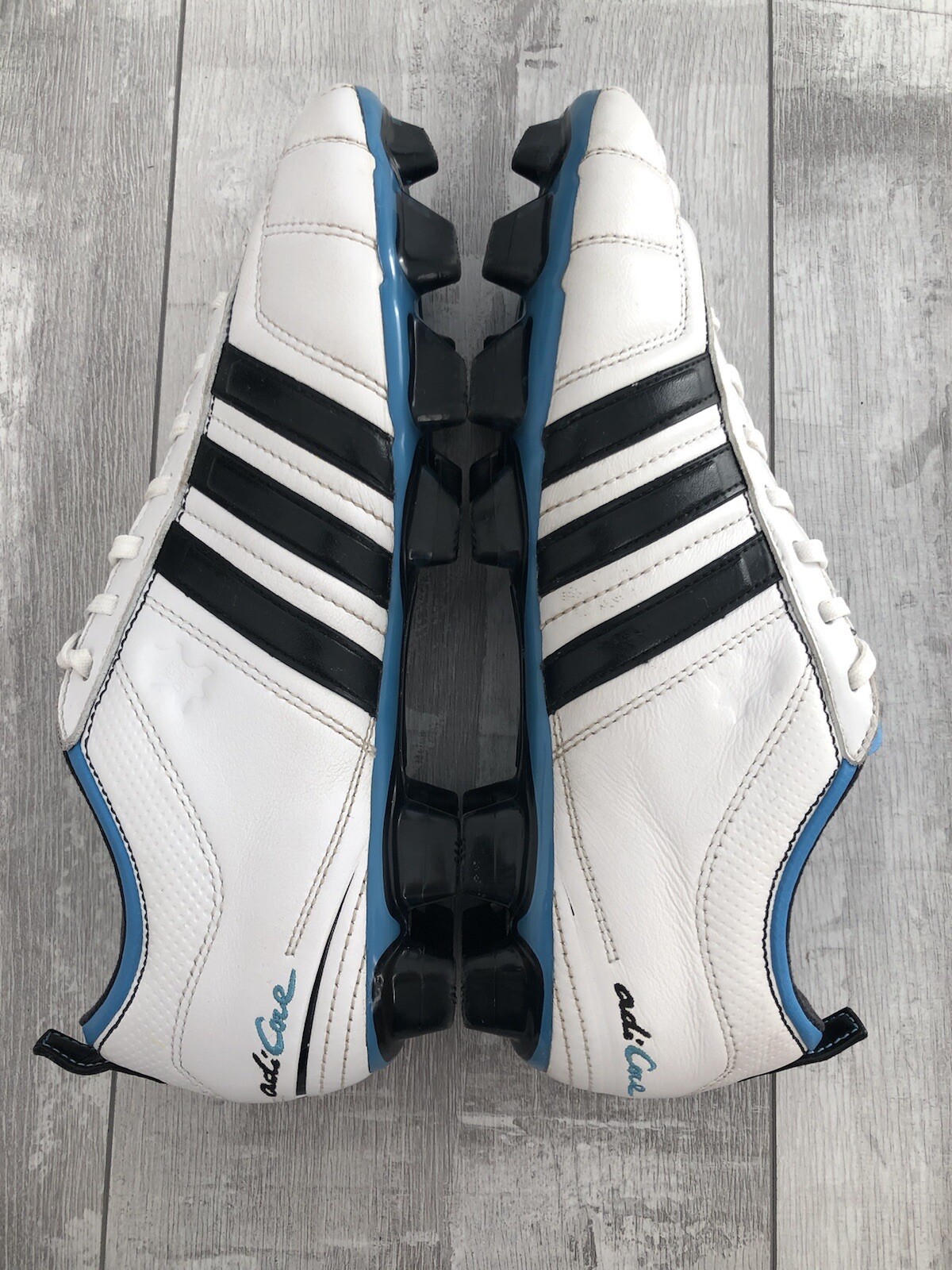 Adidas Adicore FG White Leather Football Cleats Boots US8 UK7 1/2 EUR41 1/3