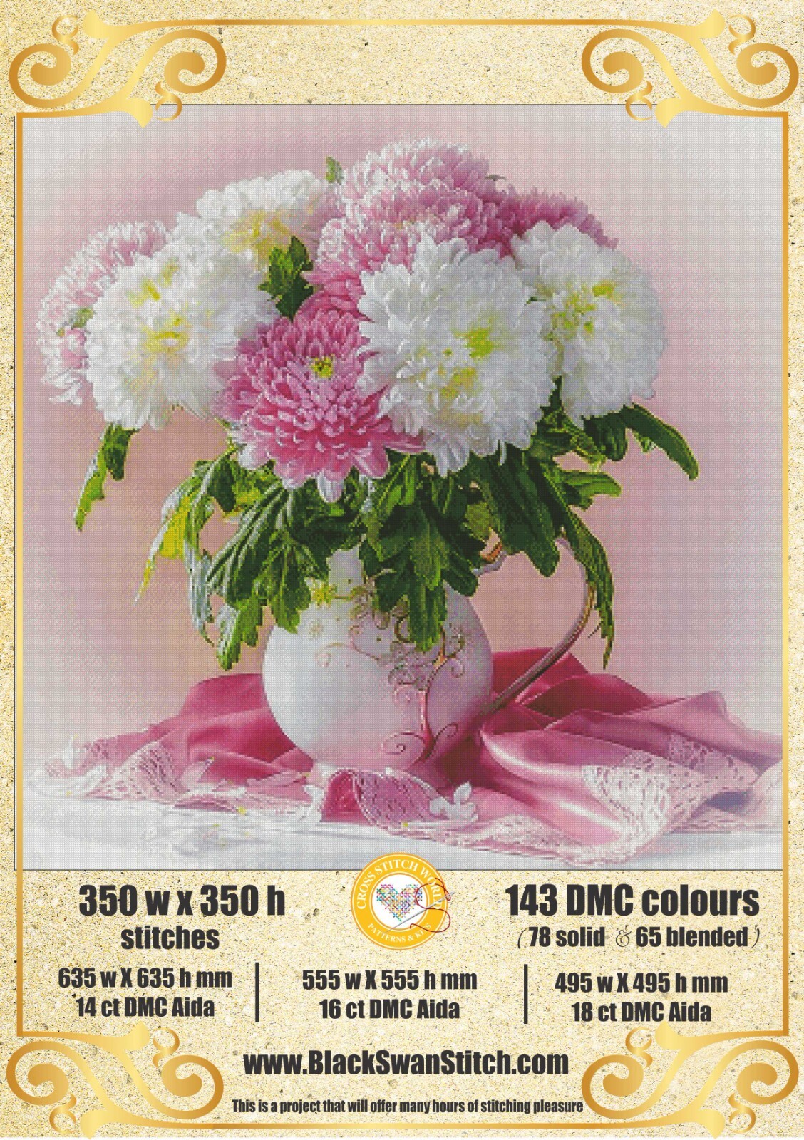 Chrysanthemum 142 Chart Counted Cross Stitch Pattern DMC