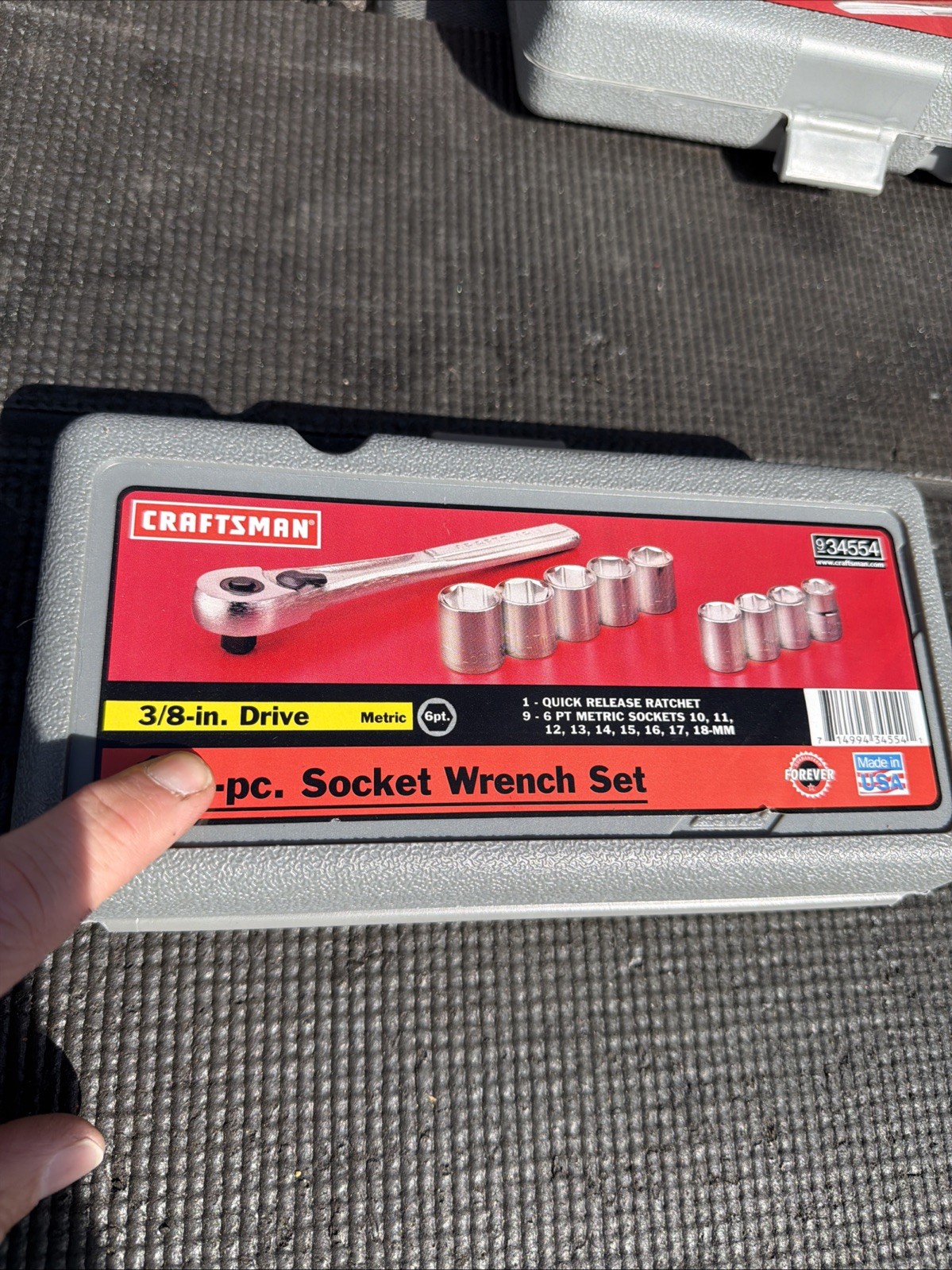 8p Sears Craftsman USA Nos 3/8” Drive Socket Set Case Metric 11-18mm 34554 NOTES