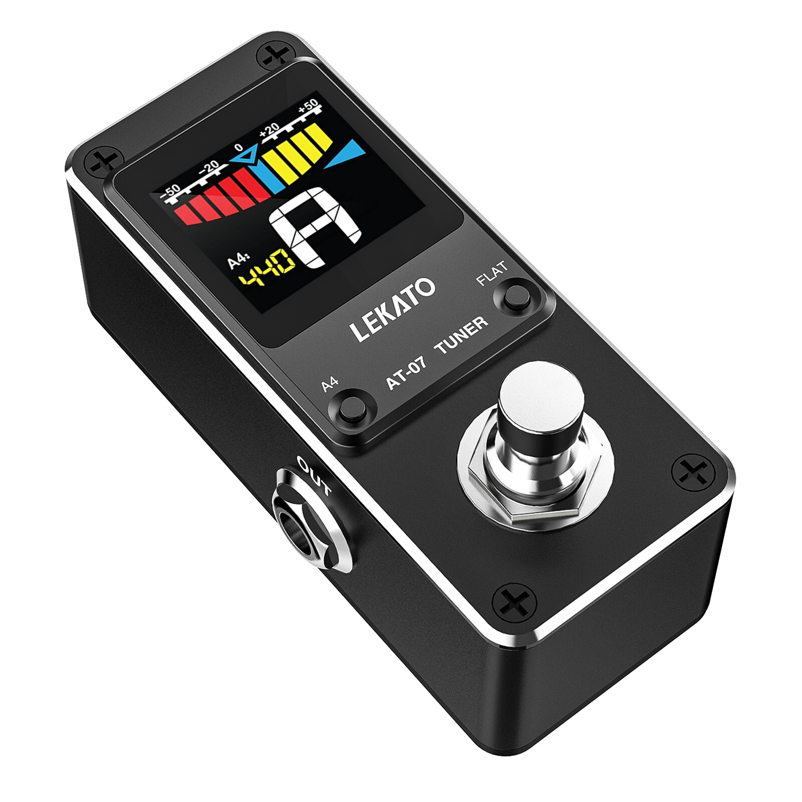 Professional Electric Guitar Bass Tuner Pedal Pitch Chromatic Tuning LCD + Cable