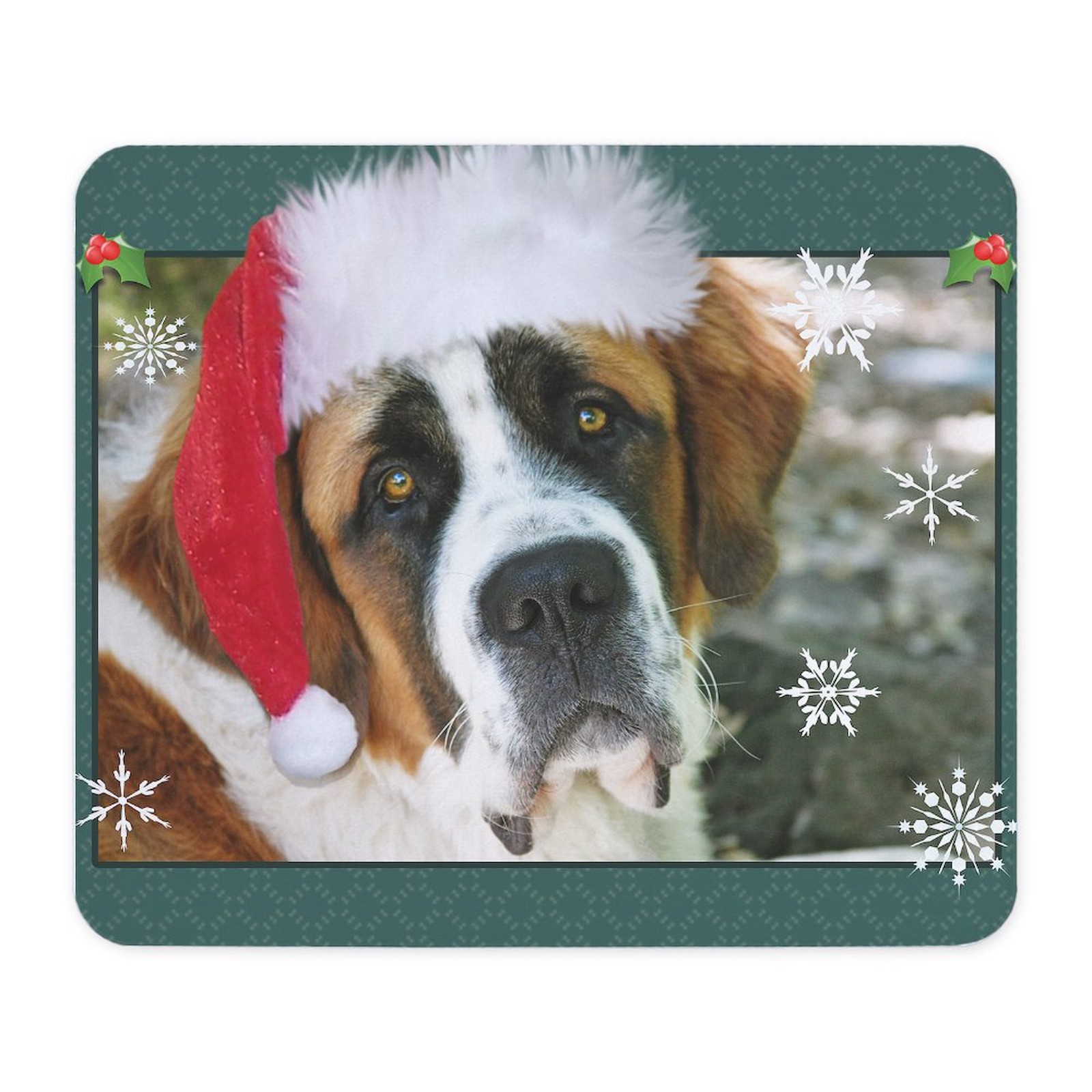 CafePress Xmasstbernardsantahatsml Mousepad  (1088057499)