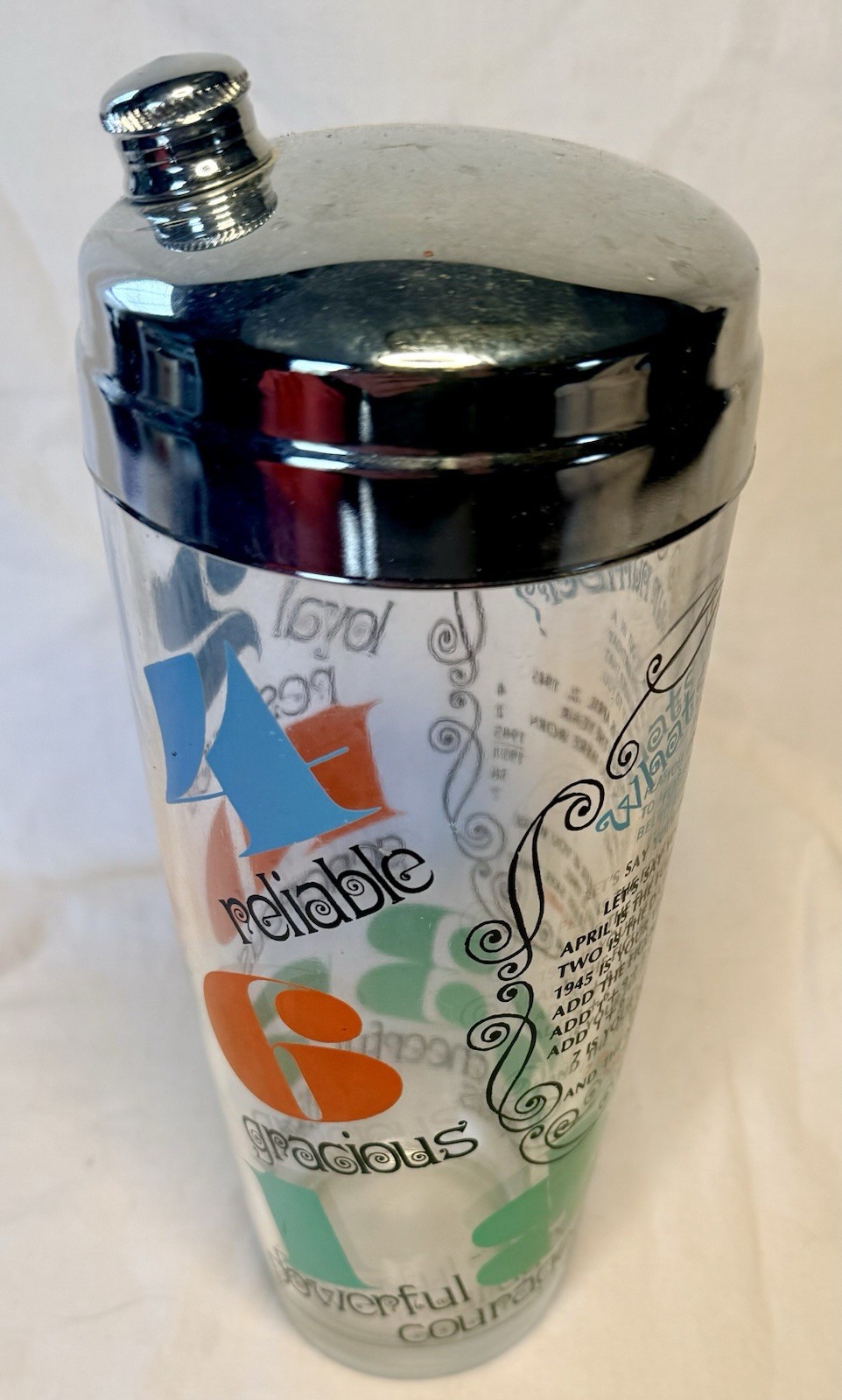 Vintage Hazel Atlas What’s Your Number Glass Cocktail Shaker