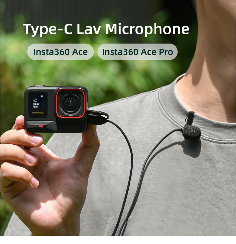 Hooshion Lavalier Microphone for Insta 360 Ace/Ace Pro, Type-C Interface Reco...