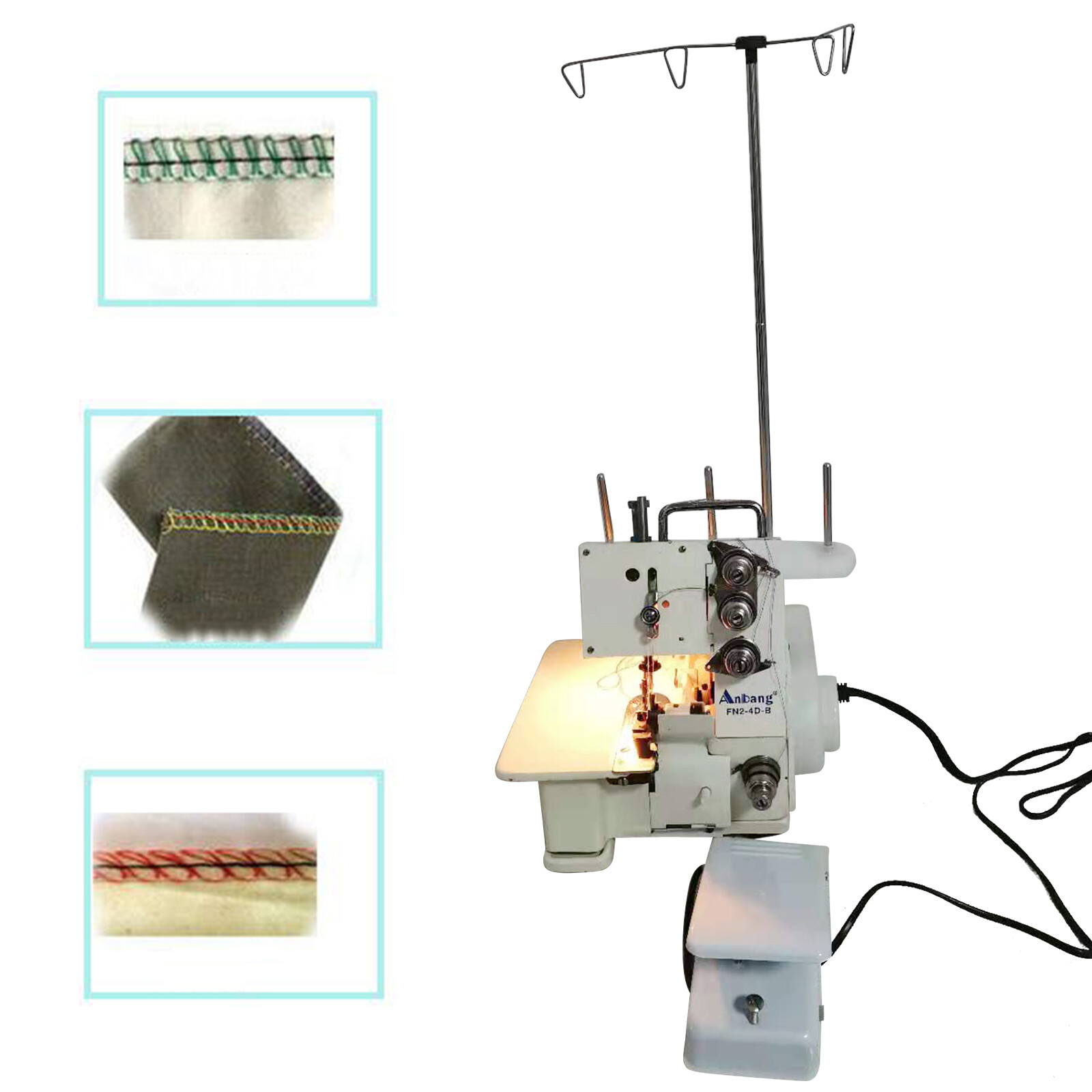 Professional 4 Thread Serger Overlock Sewing Machine 4-Line with Foot Controller