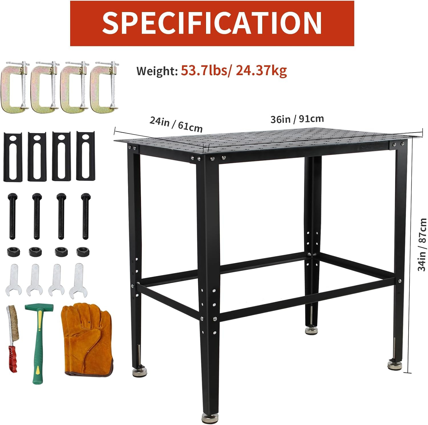 Welding Table, 36" X 24" Welding Table Top,0.12'' Thick Welding Work Bench with