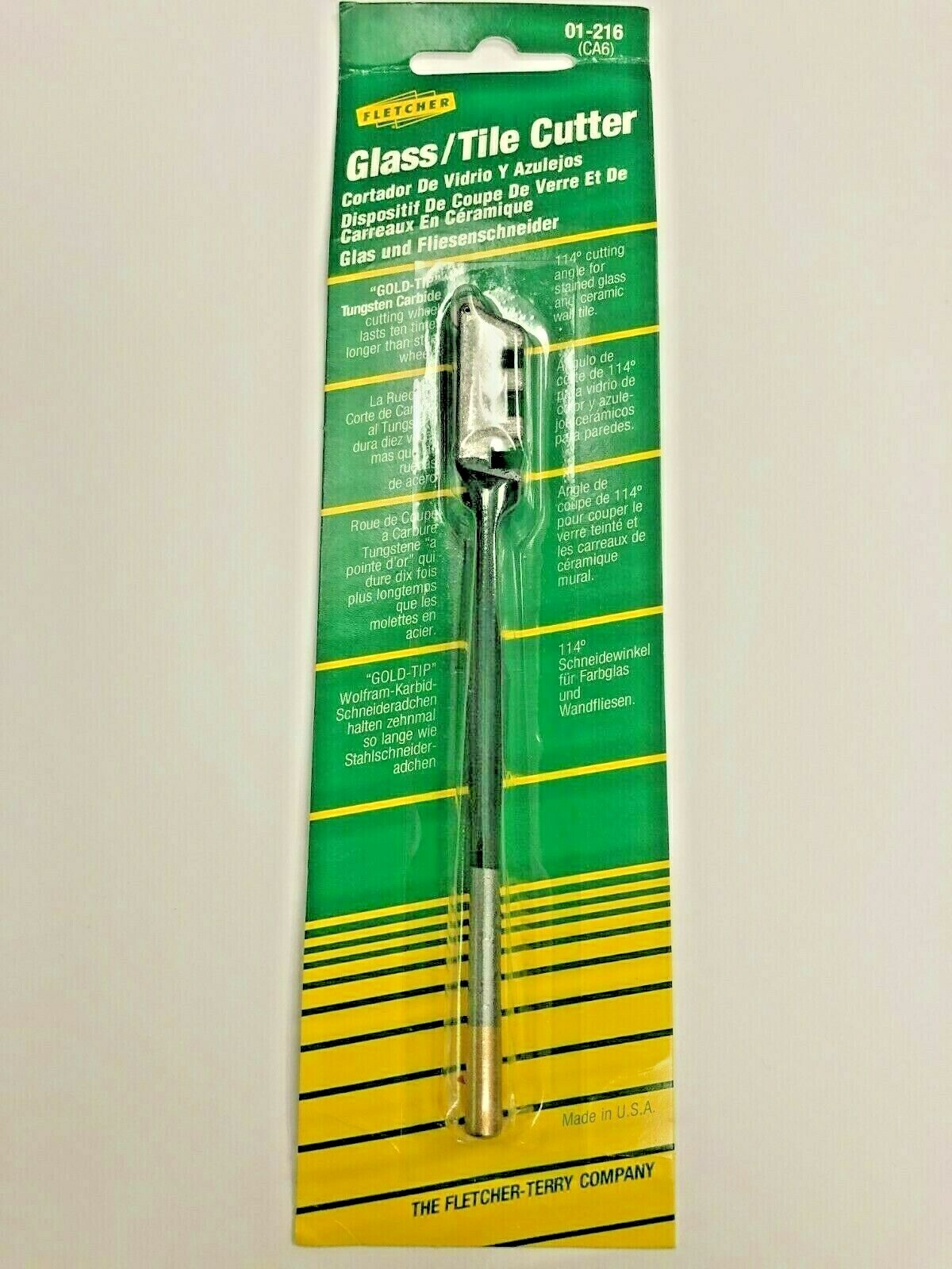 Glass Tile Cutter, "Gold Tip", Tungsten Carbide Cutting Wheel, Lasts 10 times +