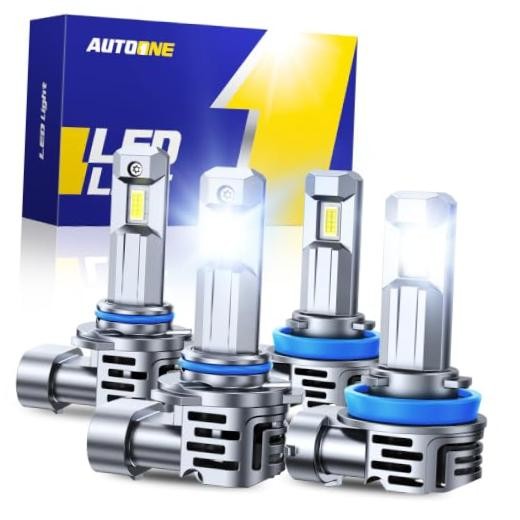 H11/H9/H8 9005/HB3 LED Bulbs Combo, 1400% Bright 6500K White, 4PCS | 9005+H11