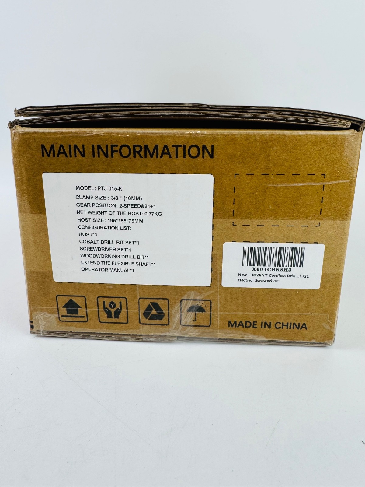 Jovant Cordless Drill, 3/8 Inch Keyless Chuck Power Driver Kit NO BATTERY
