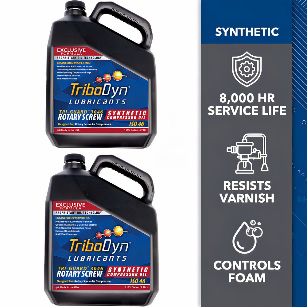TriboDyn Tri-Guard 3046 Rotary Screw Synthetic Compressor Oil - 8000Hr - 2 Gal