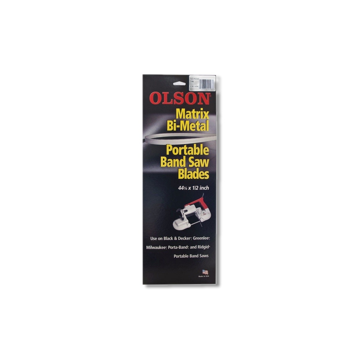 Olson 44.9 in X 0.5 in W Bi-Metal Portable Band Saw Blade 14 TPI 3 pk BM92243