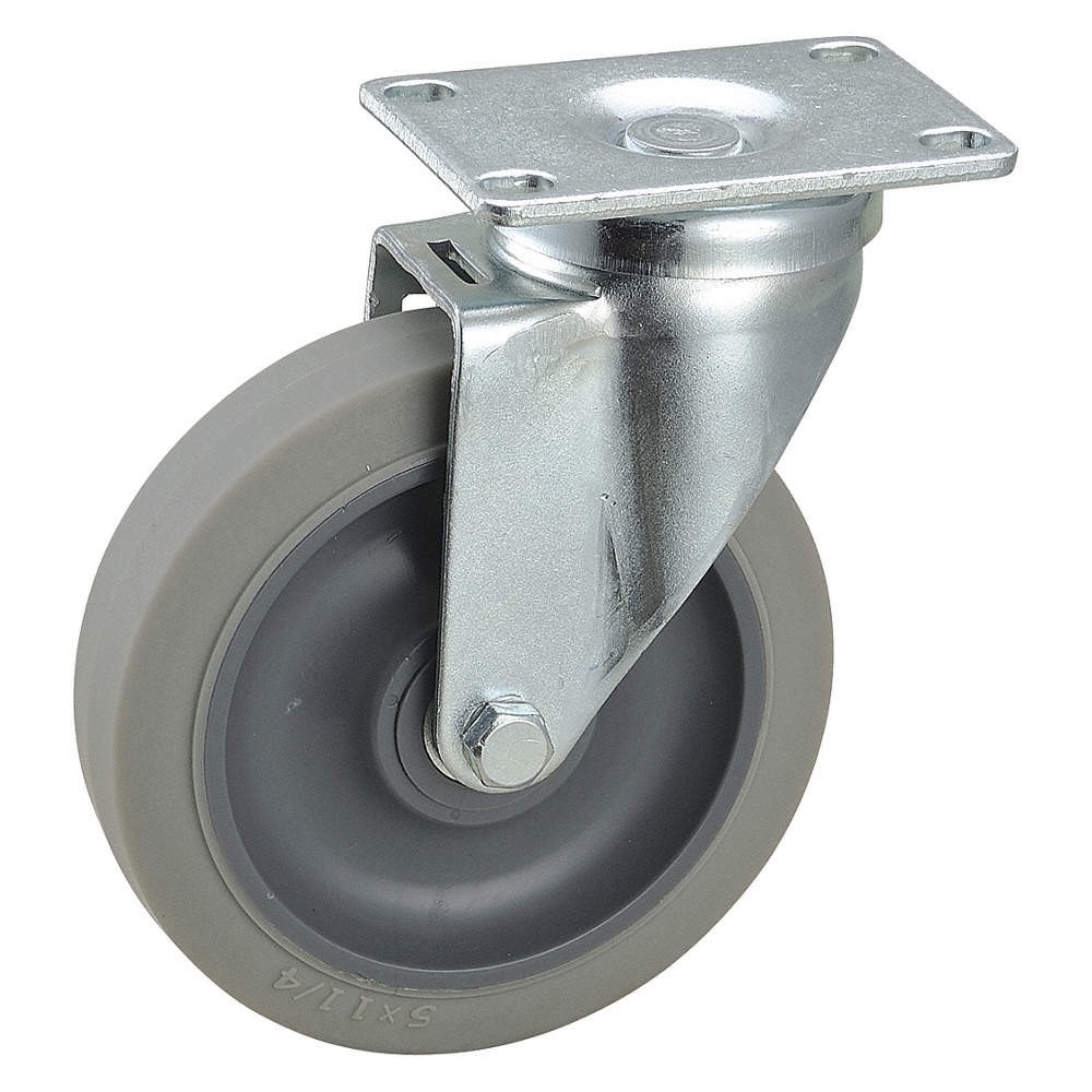 GRAINGER APPROVED 4DE68 Plate Caster,Swivel,Rubber,6 3/16"H 4DE68