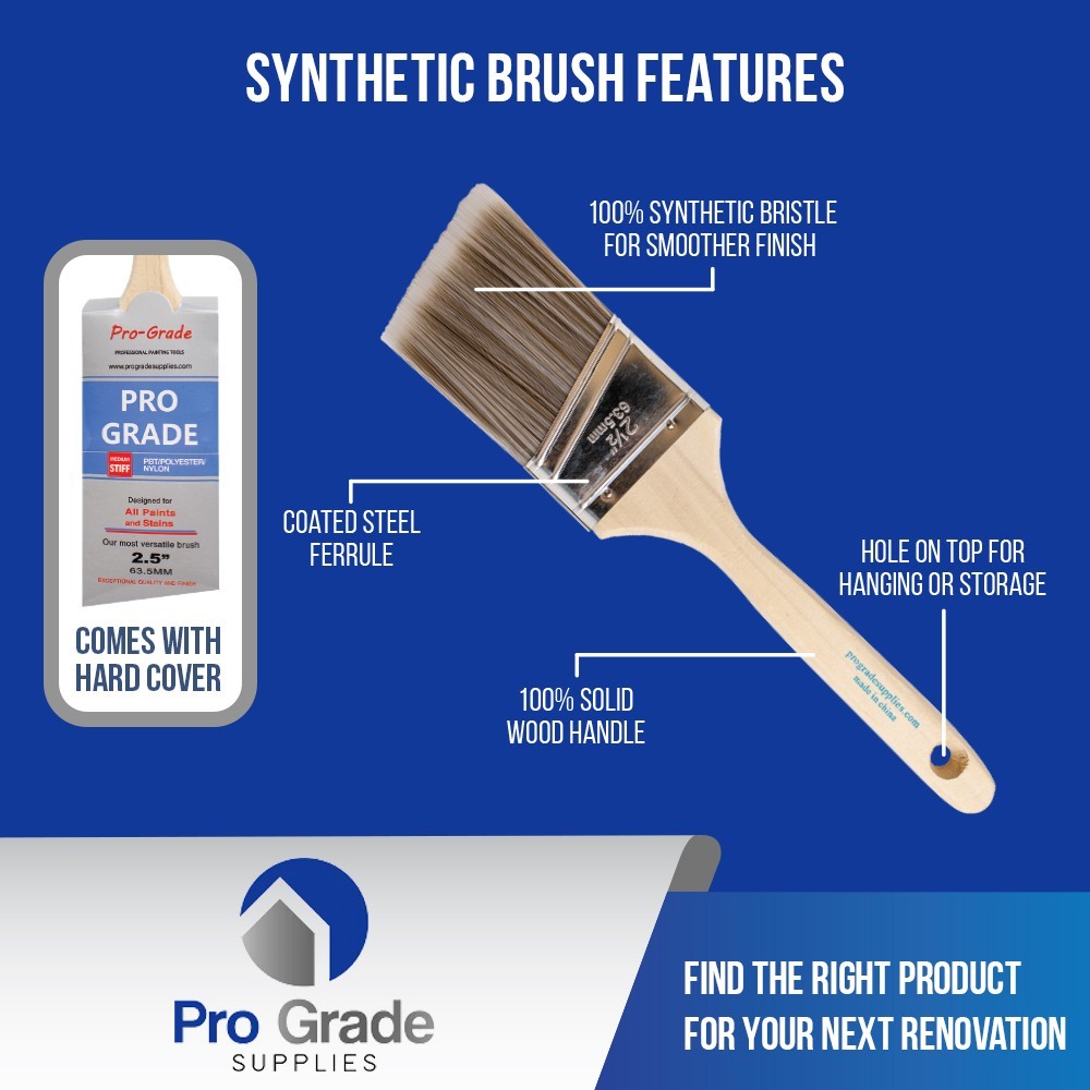 Pro Grade - Paint Brushes - 12Ea 2.5" Angle Brushes