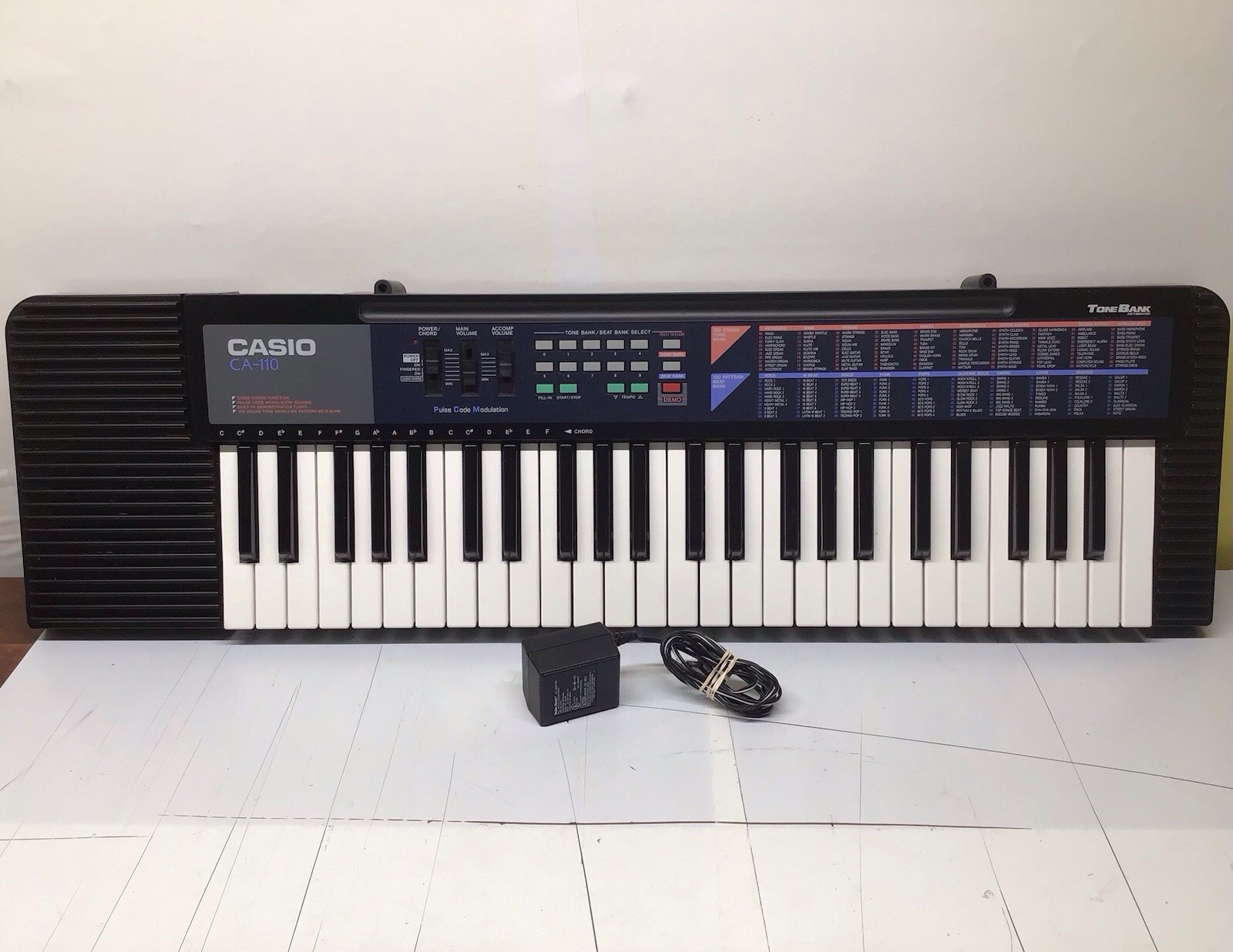 Vintage Casio Tone Bank 49 Key Keyboard CA-110 W/Replacement Power Cord