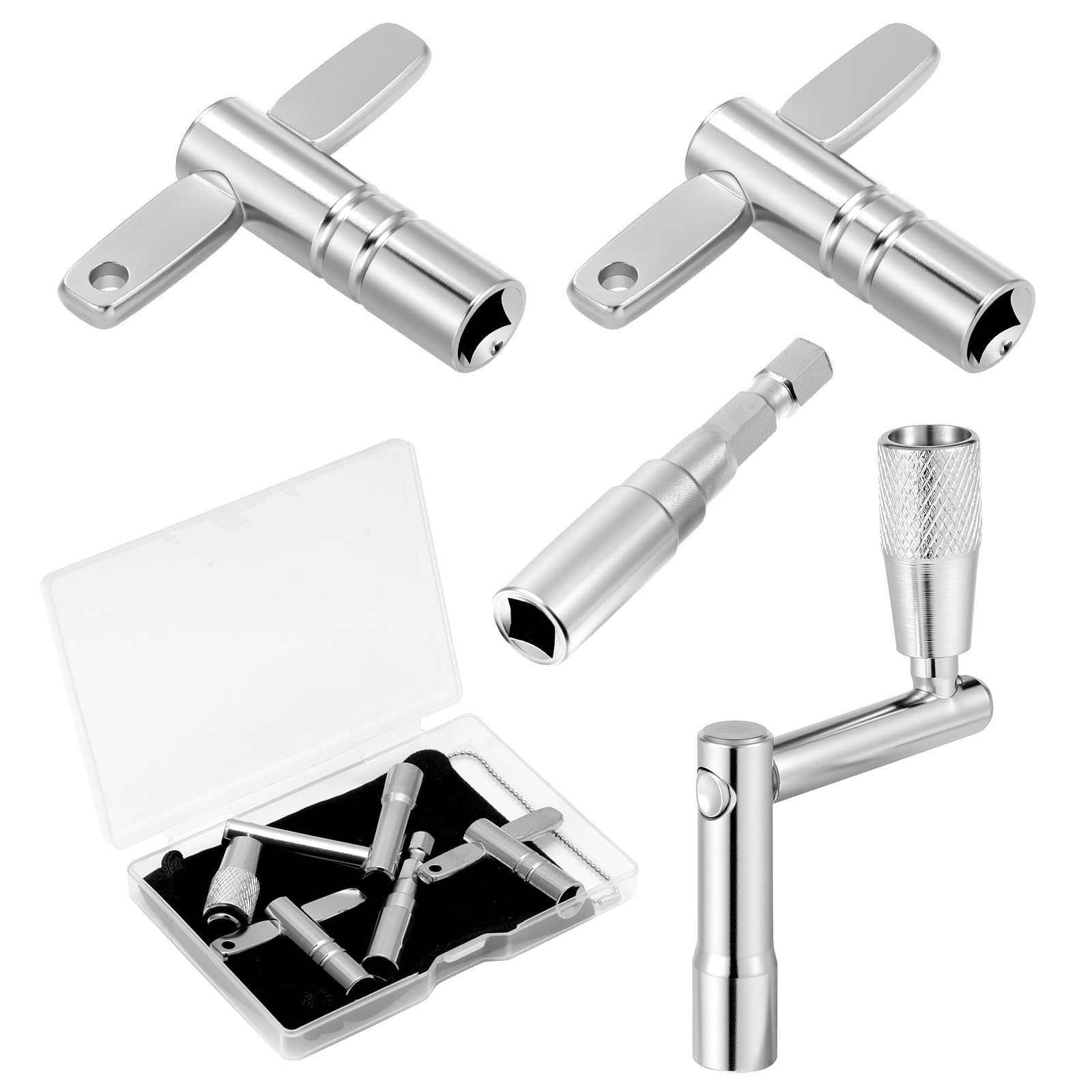 4~Piece Drum Key Set with Drill Bit, Speed Key, Chrome Wrench, Case