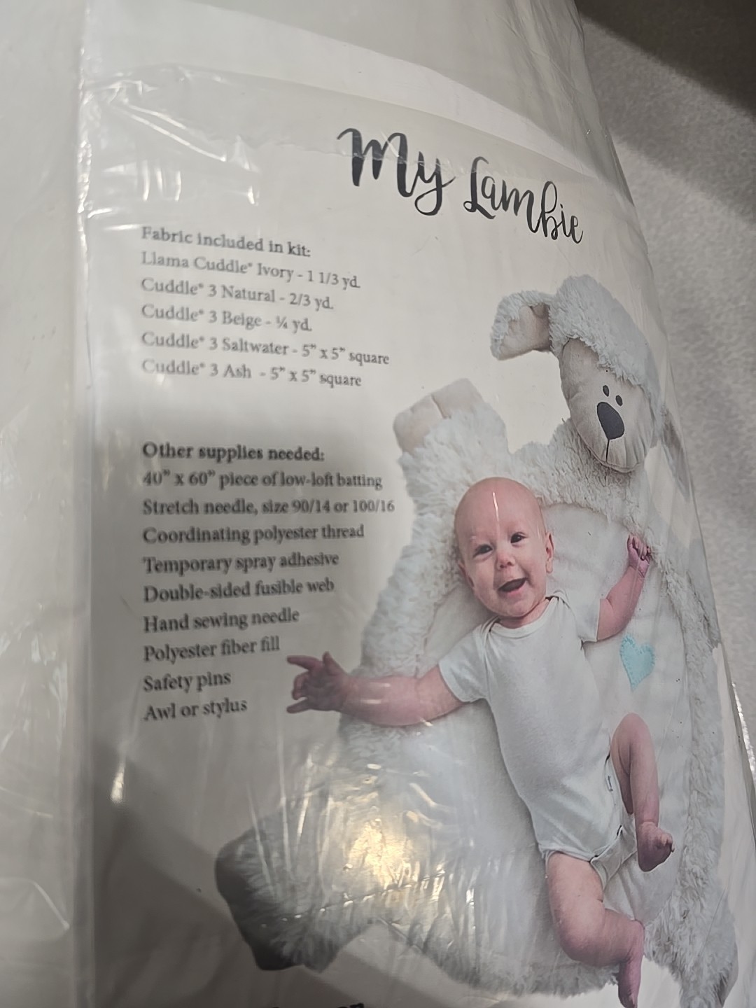 Shannon Minky Cuddle My Lambie quilt pillow Kit Ivory Fabric