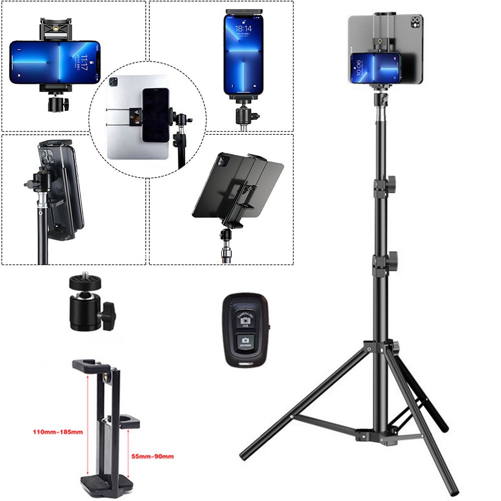 66.9" Tablet Floor Tripod Stand Adjustable Height For 7"-11" ipad iPhone Galaxy