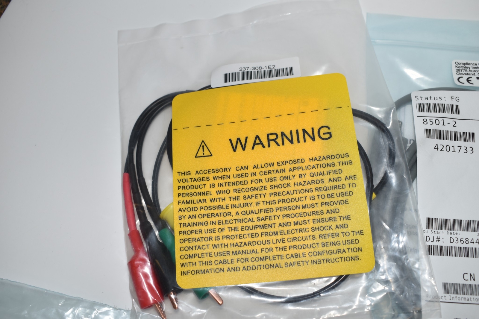 KEITHLEY CURRENT SOURCE KIT- 237-308-1E2 SPADE LUG CABLE- 8501-2- CA-351 (UWN44)