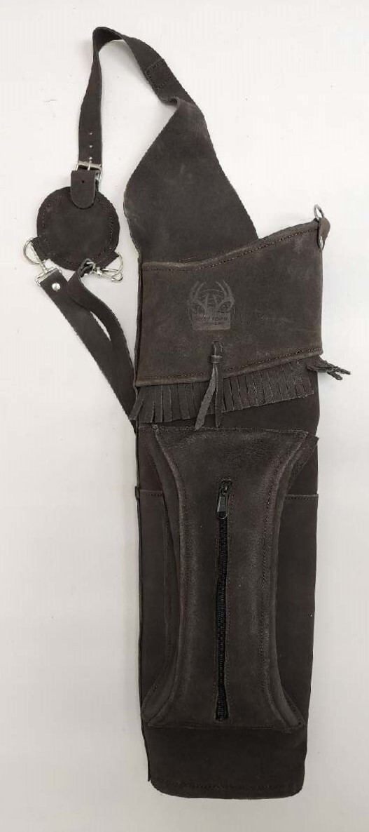 Traditional Genuine Leather Dark Brown Suede Back Quiver