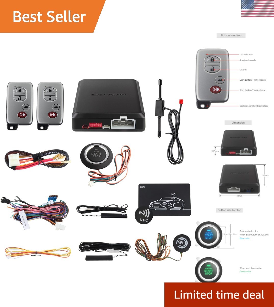 Advanced EC002-T Keyless Go Car Alarm System with Push Start & Security Features