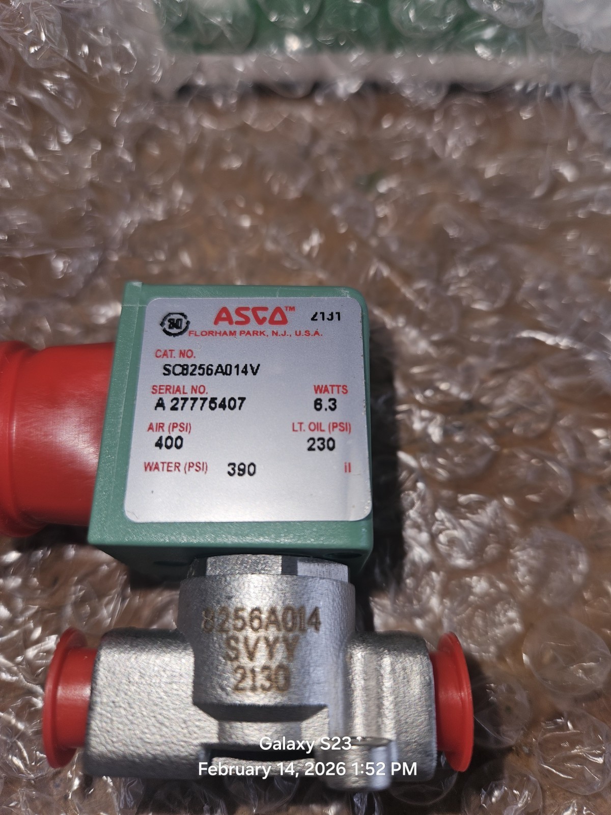 VULCAN HART 00-853340-00005 WATER SOLENOID VALVE 240VAC FOR COMMERCIAL STEAMERS