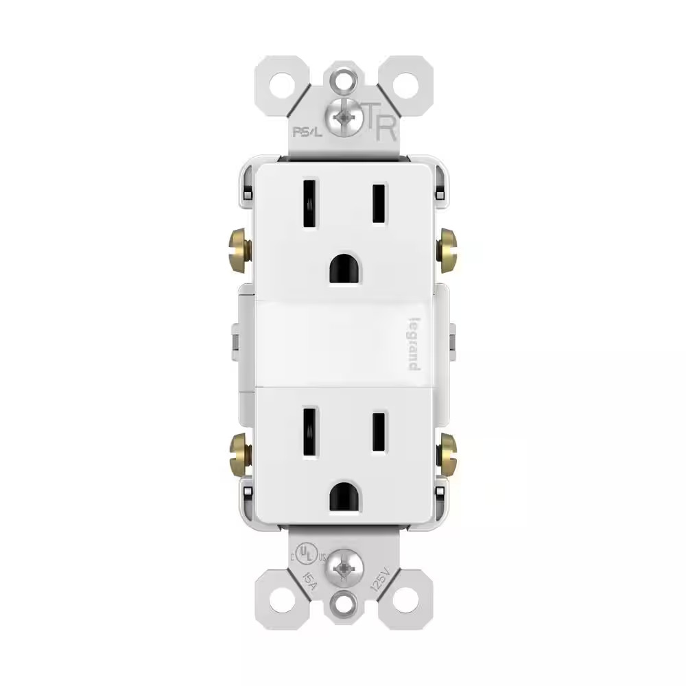 Radiant 15 Amp 125-Volt Tamper Resistant Night Light Decorator Duplex Outlet, Wh