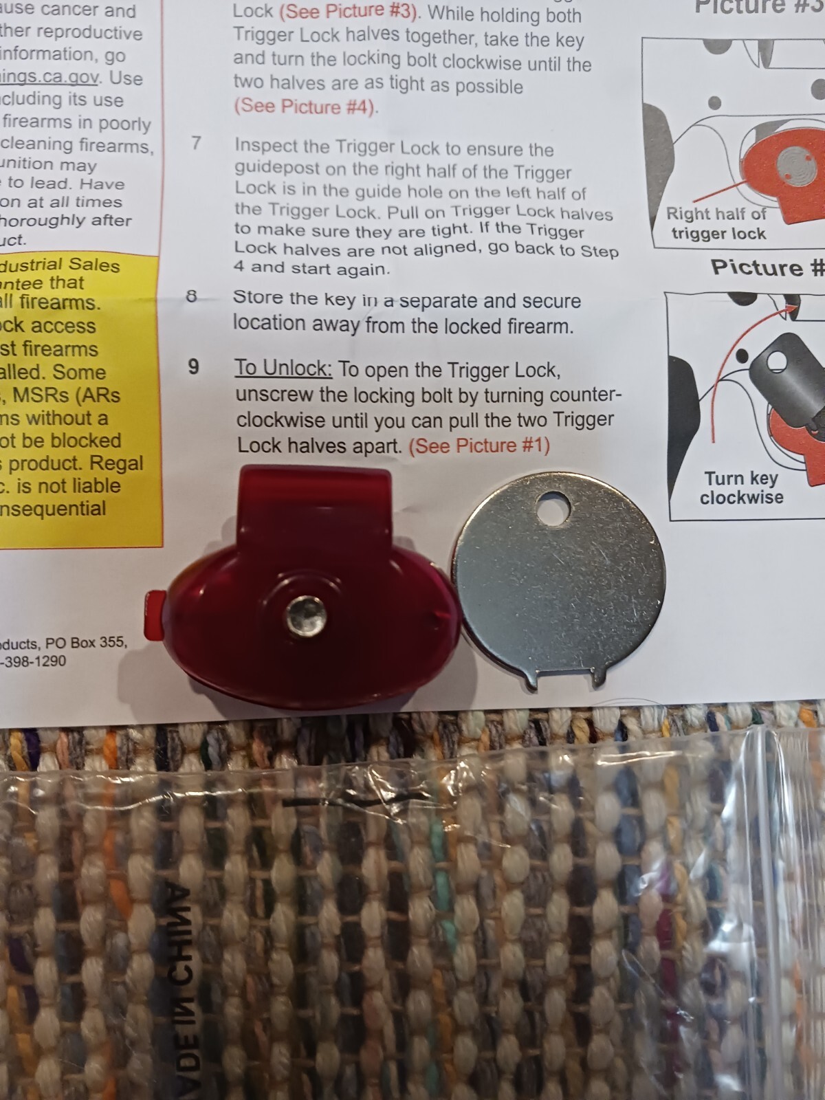 4 EACH, Regal, Quality Trigger Locks for Rifles, Shotguns, Handguns, Safety Lock