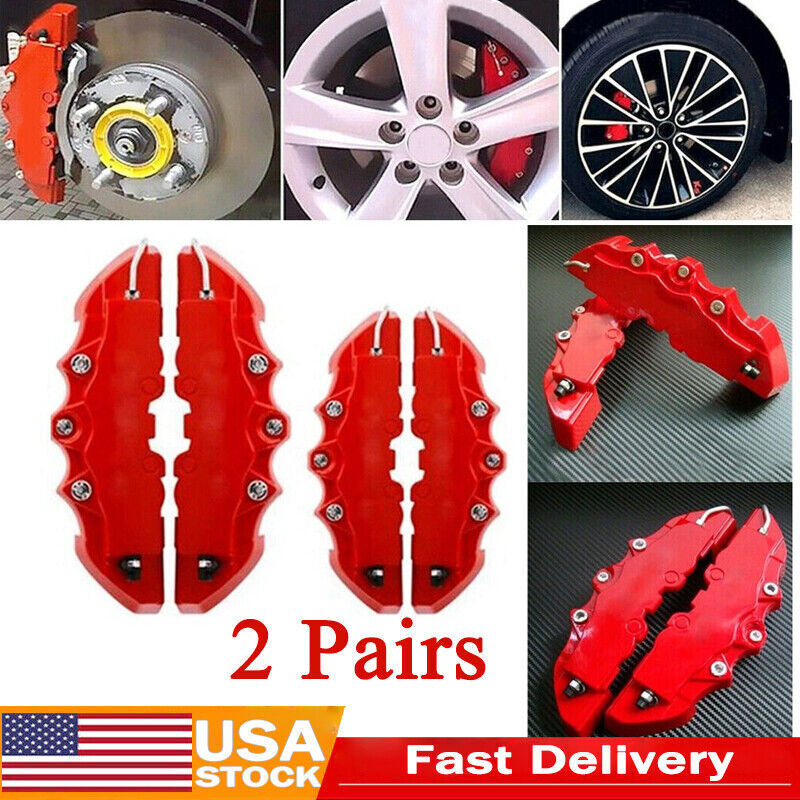 Red 4X Universal Disc Brake Caliper Cover Front Rear Car Accessories Kit