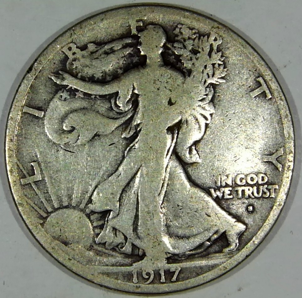 NICE ORIGINAL Walking Liberty Silver Half Dollar 1917 S OBV BETTER DATE  #J225