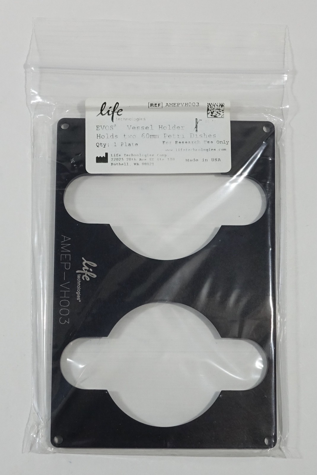 THERMO Life Vessel Holder For EVOS XL Core: two 60-mm Petri dishes PN: AMEPVH003