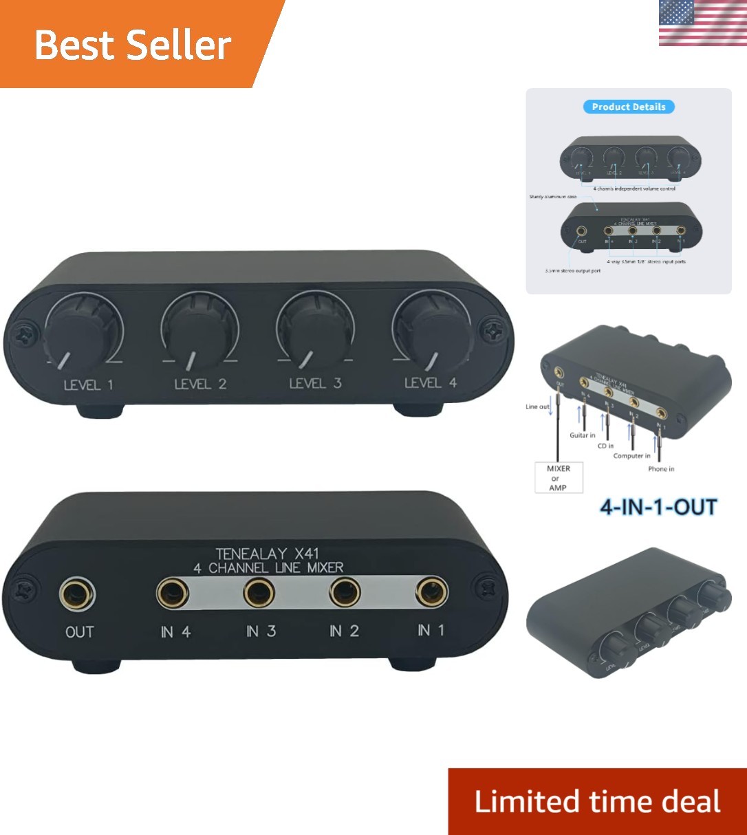 Mini 4-Channel Passive Mixer - Perfect for Connecting Multiple Audio Sources