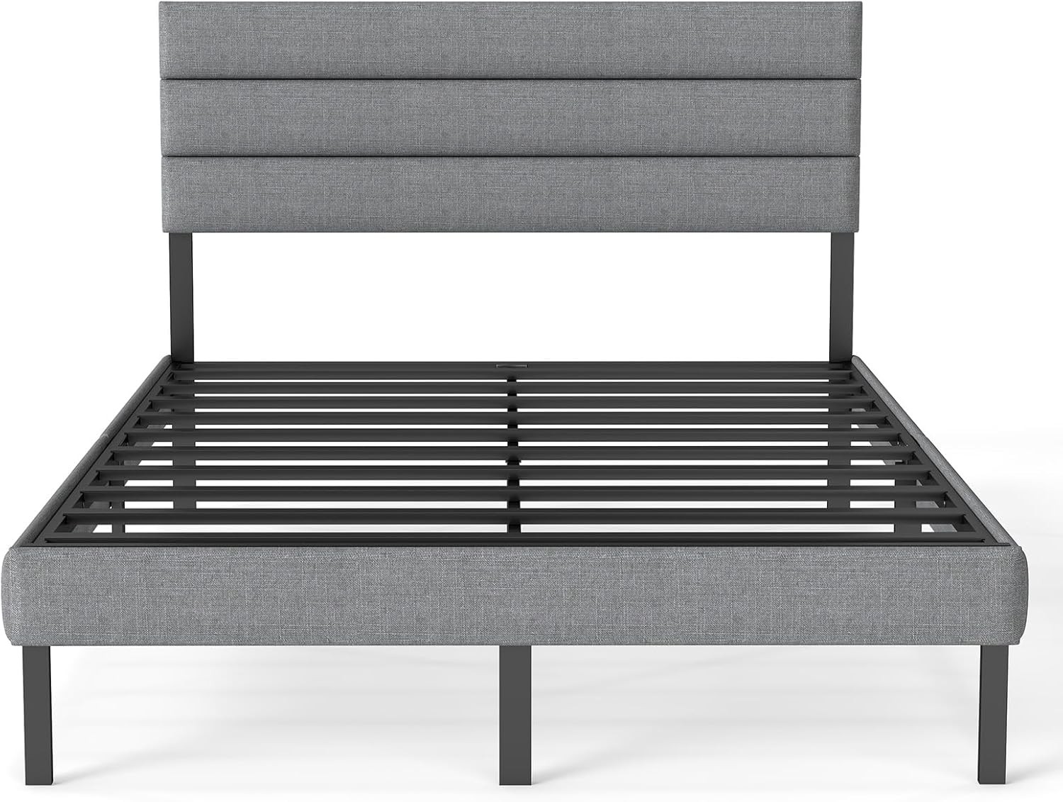 Queen Size Upholstered Bed Frame with Headboard Metal Platform Bed Frame Queen