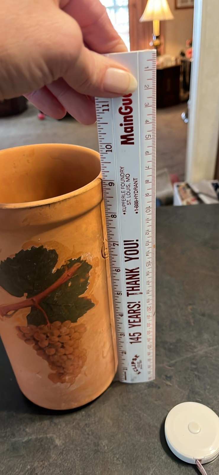 Terracotta Wine Cooler-Grape Motif-9" Tall