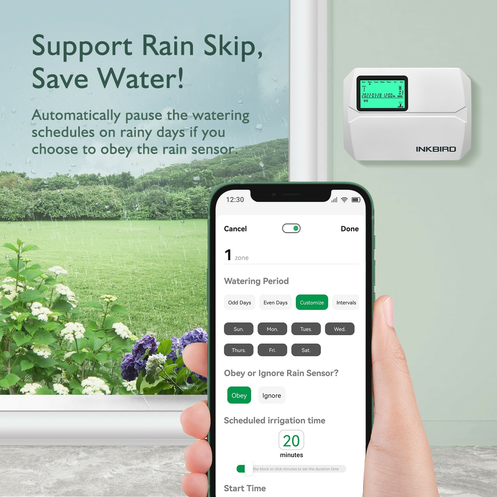 Lawn Smart Sprinkler Controller Watering Timer 8 Stations WiFi Irrigation System